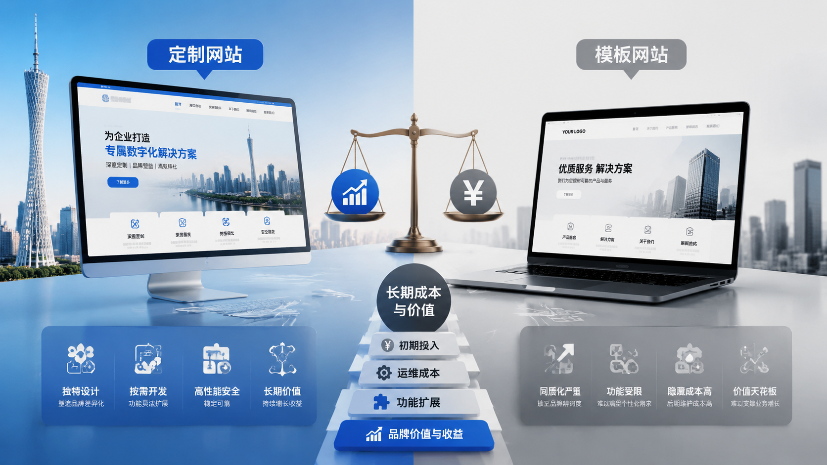 定制VS模板：广州企业网站建设如何选择？一份基于长期成本的深度...