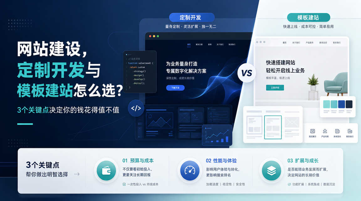 广州网站建设，定制开发与模板建站怎么选？3个关键点决定你的钱花得值不值